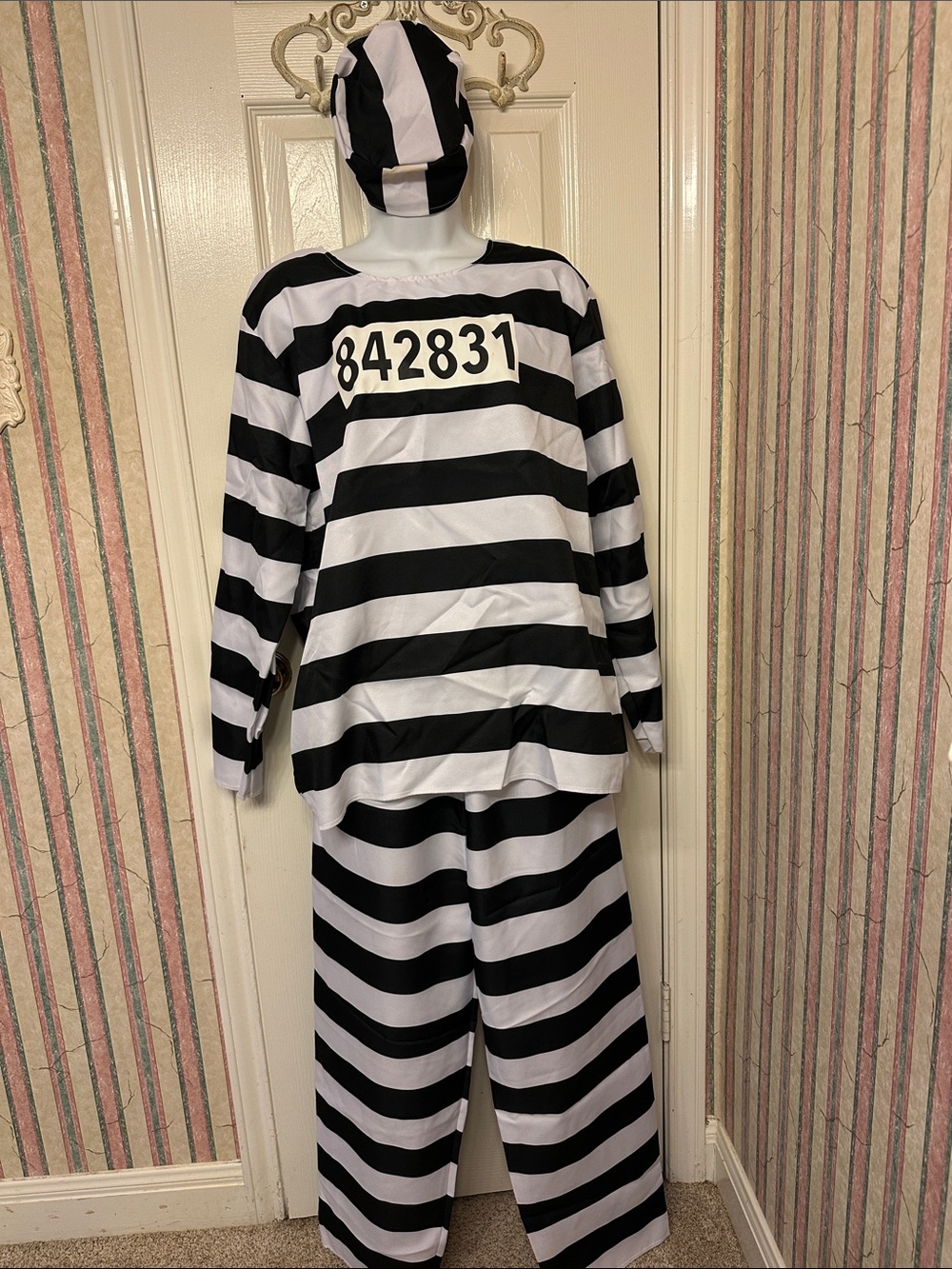 Black & White Striped Prisoner - Costume